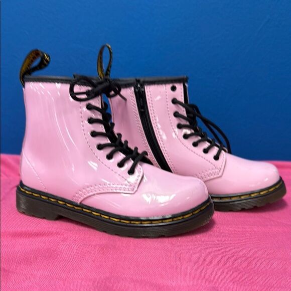 Dr. Martens Glossy Pink Ankle Boots - Picture 1 of 8